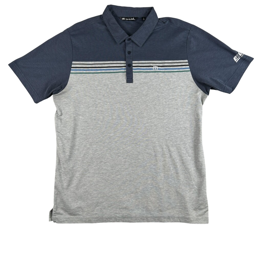 TravisMathew Polo Shirt Mens XL Gray Pima Cotton Stripe Golf ESDC Engineering